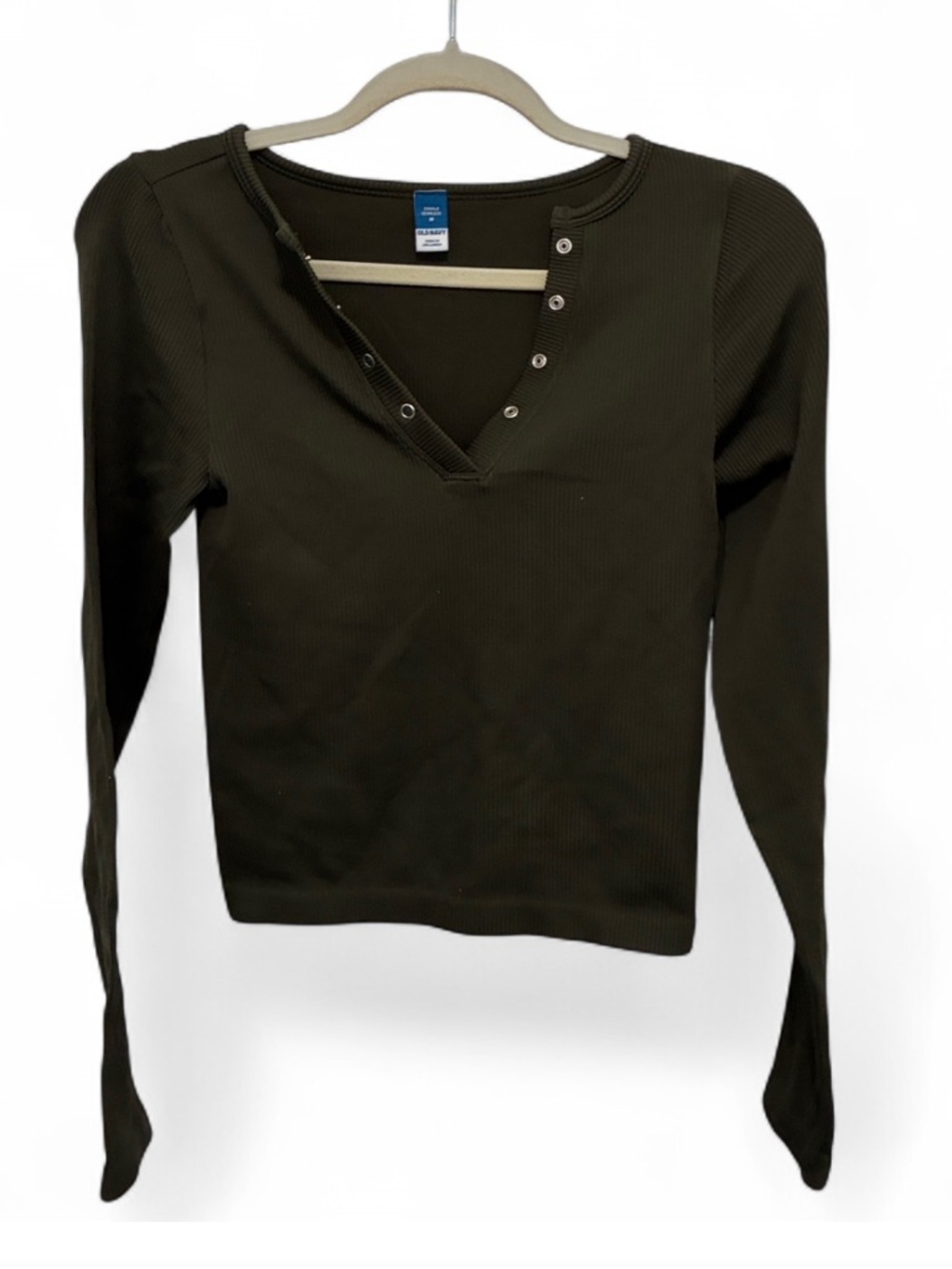 Old Navy Exhale Seamless Long-Sleeve Snap Button Henley Top